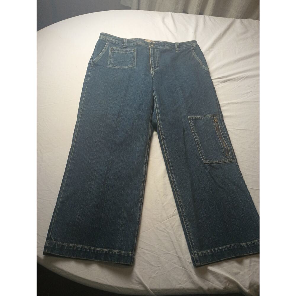 IE Relaxed Vintage Y2K Loose Fit Demin Jeans‎ Crop Cargo Size 12